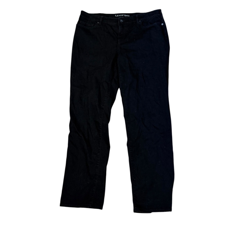 Lands' End Womens 18W Black Mid Rise Straight Leg Jeans Classic Denim Pants
